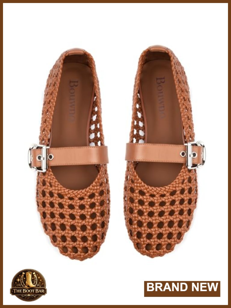 Woven Mesh Ballet Flats Mary Jane Round Toe Buckle Strap